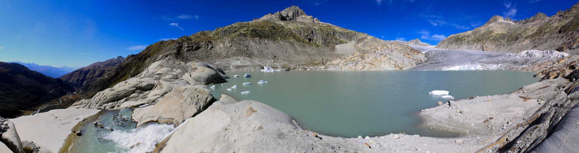 Enlarged view: Fig. 1: Tongue of Rhône Glacier – a potential future reservoir for hydropower? (Photo: D. Ehrbar)